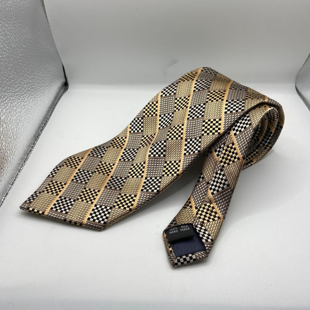Bruno Pirttelli Hand Made Necktie Mens One Size Multicolor Check Formal Business